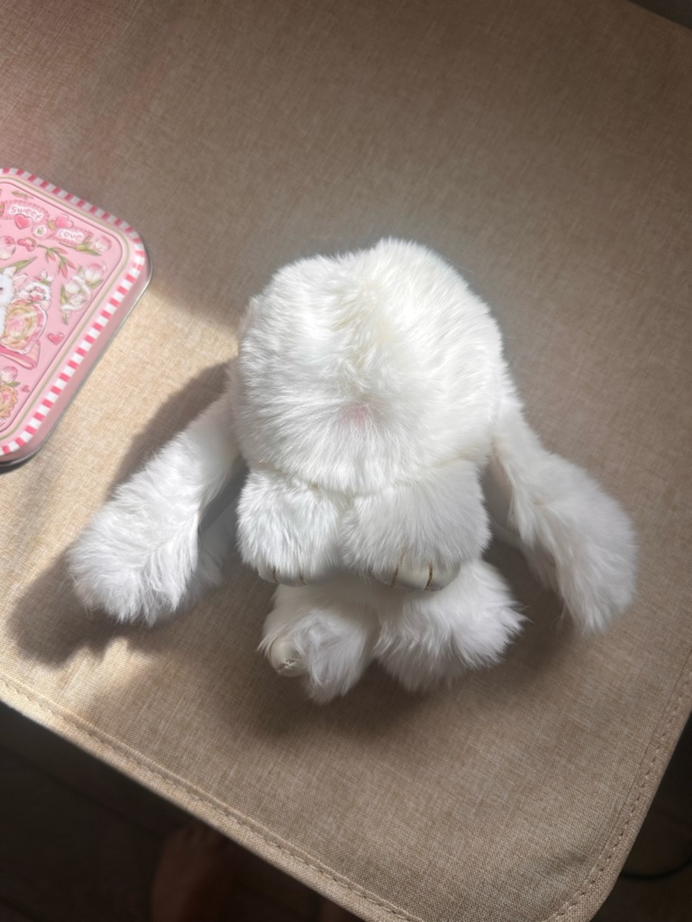 Plush White Bunny Keychain - Soft Rabbit Plush